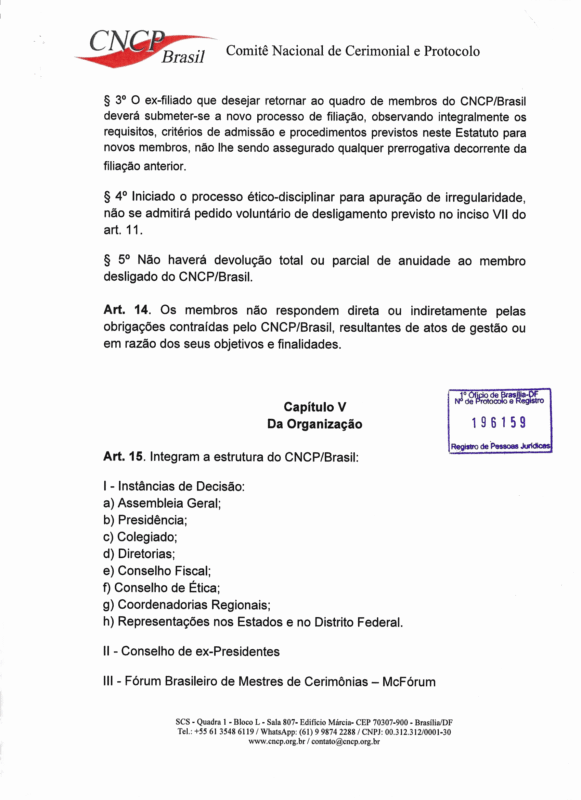 ESTATUTO DO CNCP BRASIL - Aprovado em 31-8-2026-08